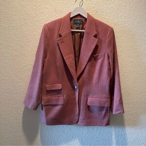 Lauren Ralph Lauren muted heathered salmon 100% wool horse head button blazer